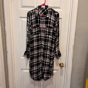 Maurices Relaxed Flannel Plaid Duster Tunic Top‎ Holiday Soft Cozy Comfy Large